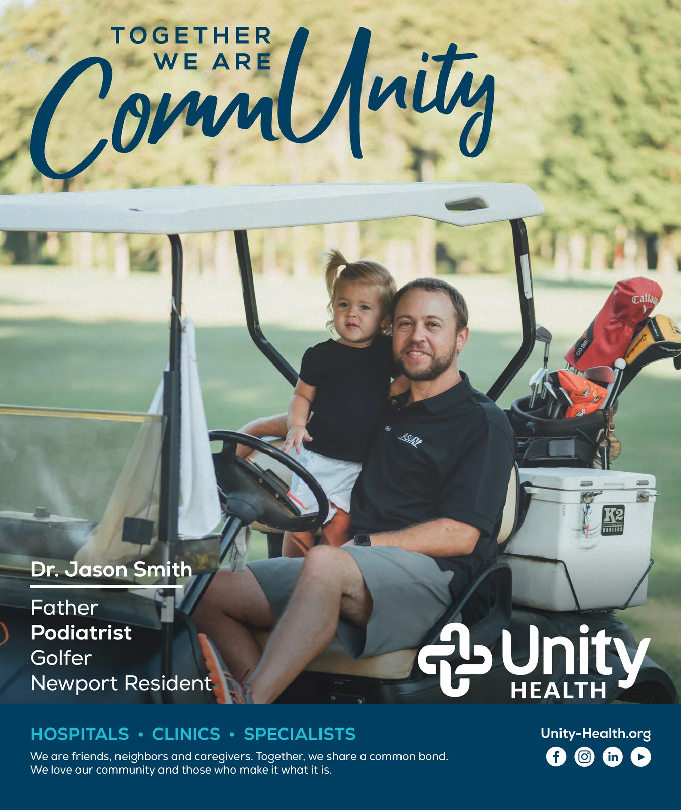 CommUnity ad, Dr. Jason Smith, Father / Podiatrist / Golfer / Newport Resident