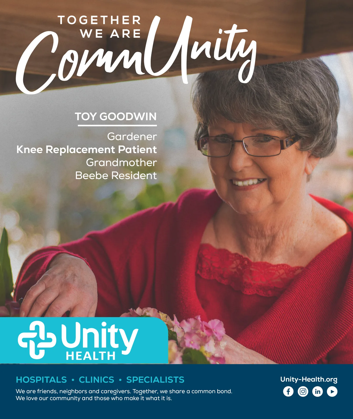 Together We Are CommUnity ad, Toy Goodwin, knee replacement patient and gardener