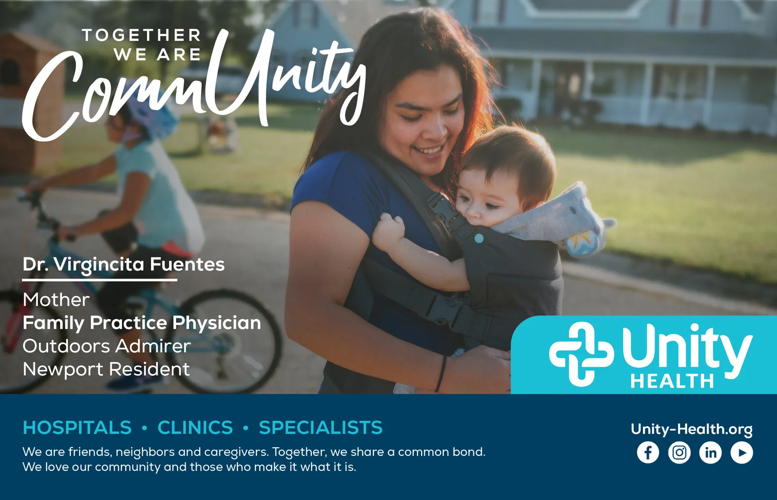 CommUnity ad, Dr. Virgincita Fuentes, Mother / Family Practice Physician / Outdoors Admirer / Newport Resident