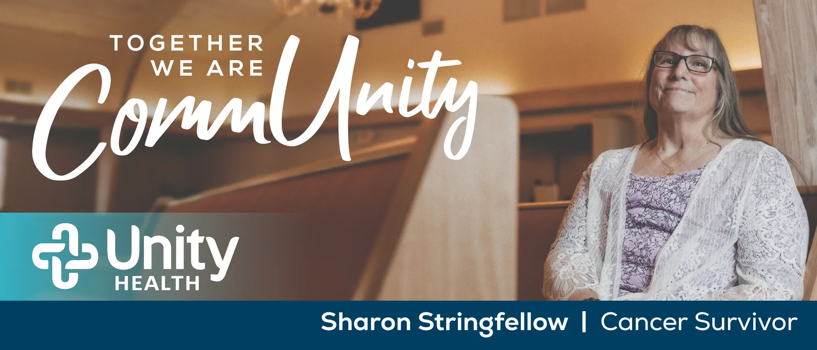 CommUnity banner ad, Sharon Stringfellow, Cancer Survivor