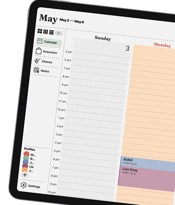 Family Calendar app on an iPad