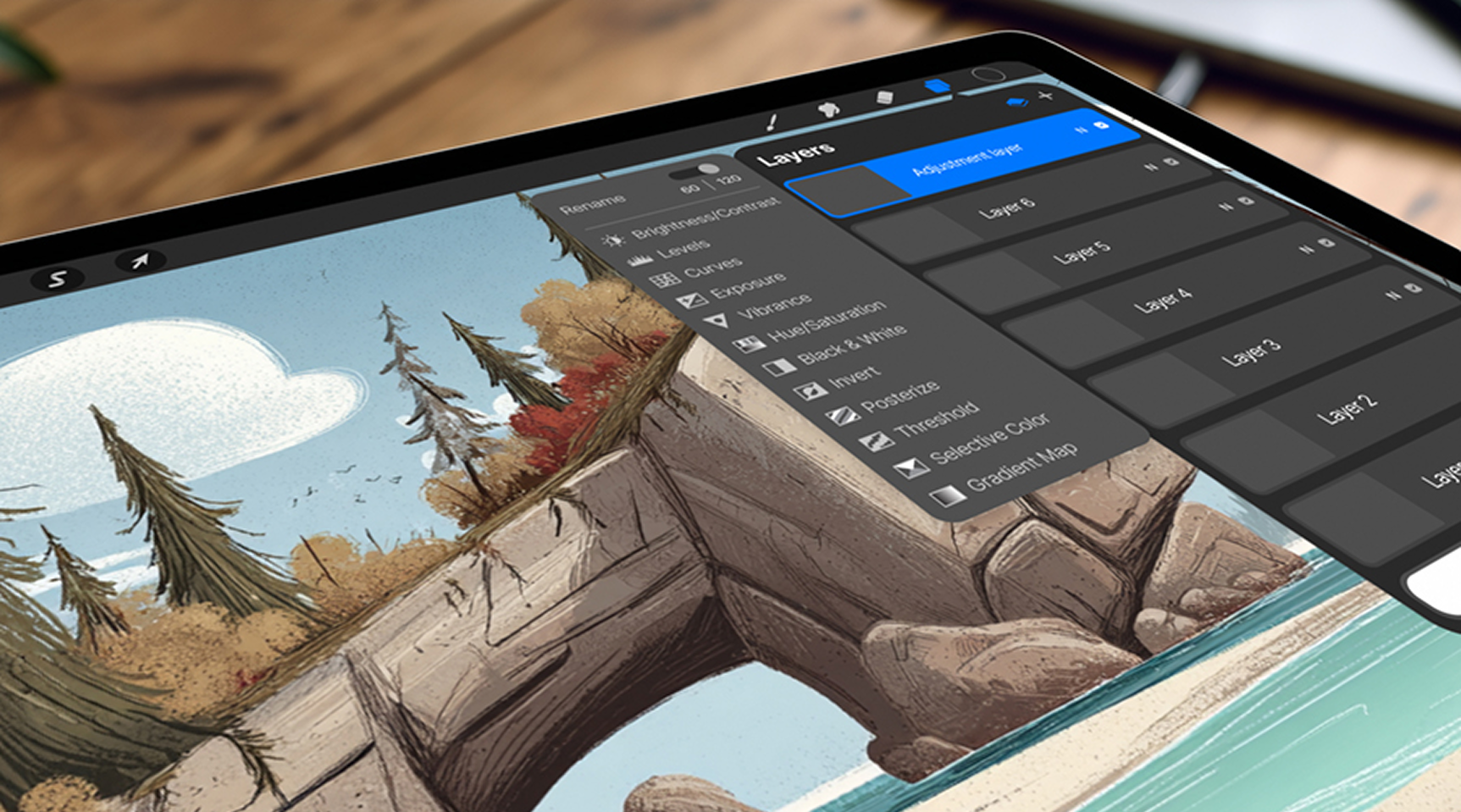 Adjustment layers interface detail