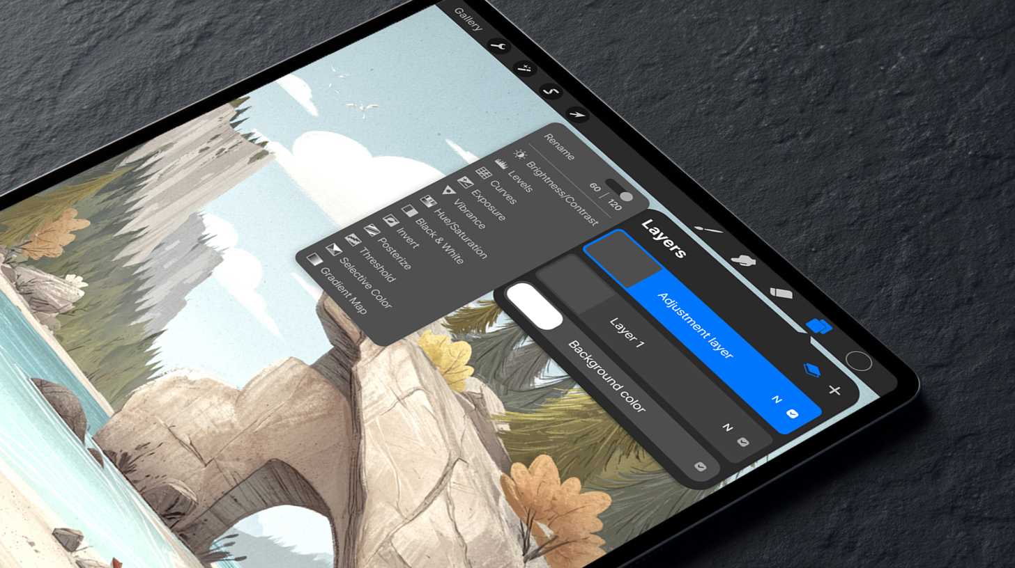 Procreate adjustment layers — screen detail