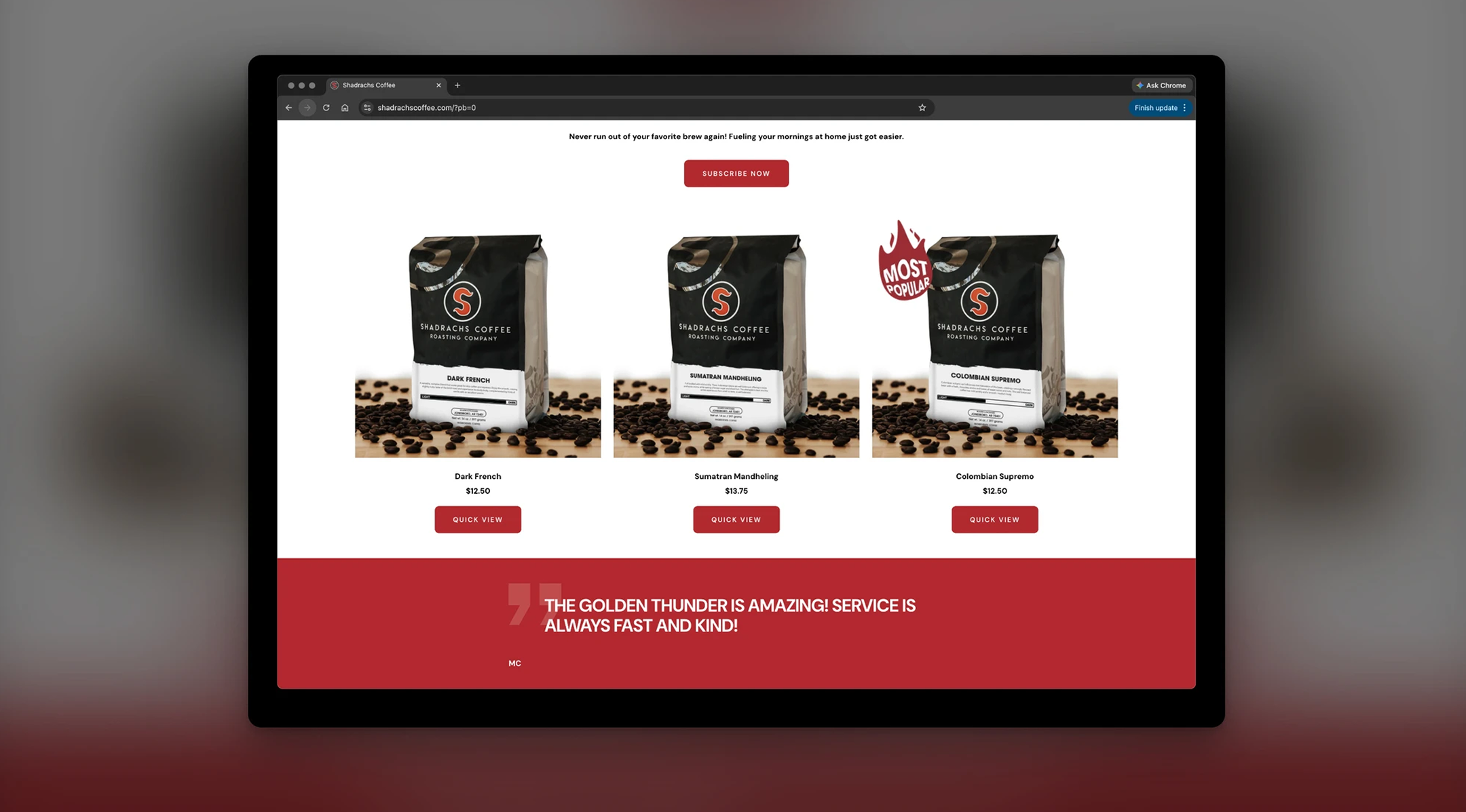 Shadrachs coffee bag product lineup