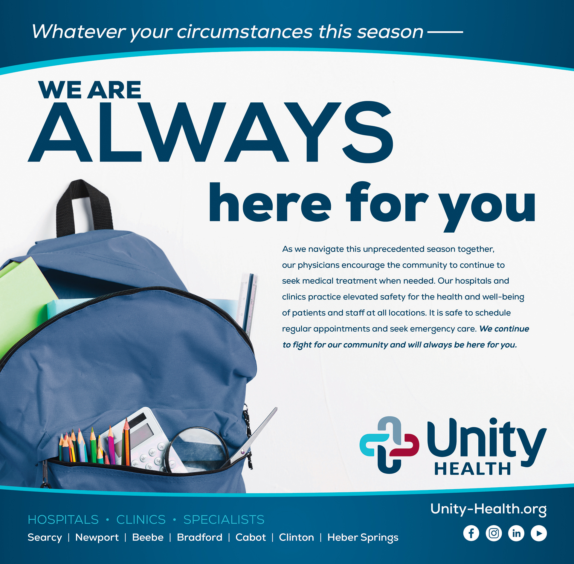 Unity Health 'We Are Always Here For You' community campaign ad