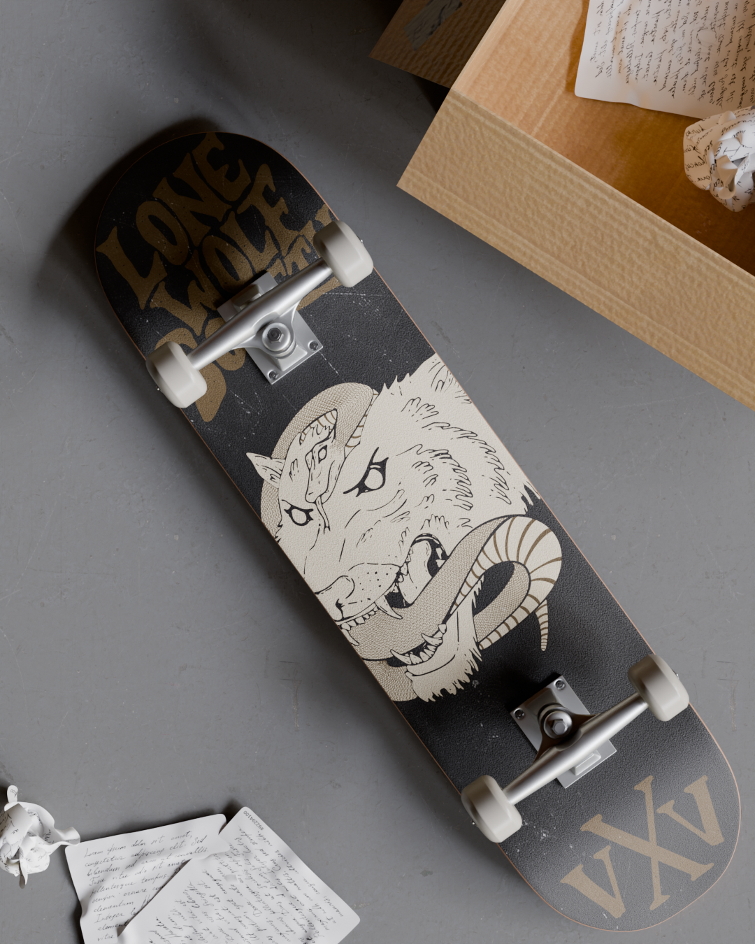 Lone Wolf Society skateboard deck