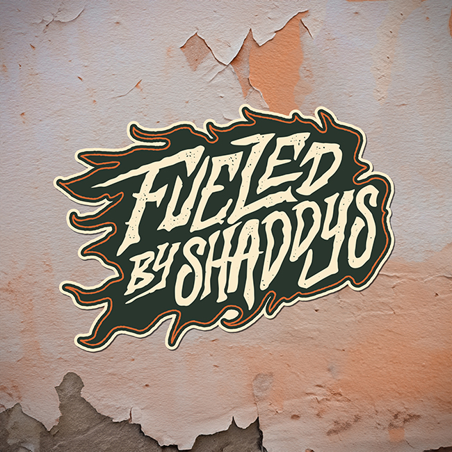Fueled By sticker mockup