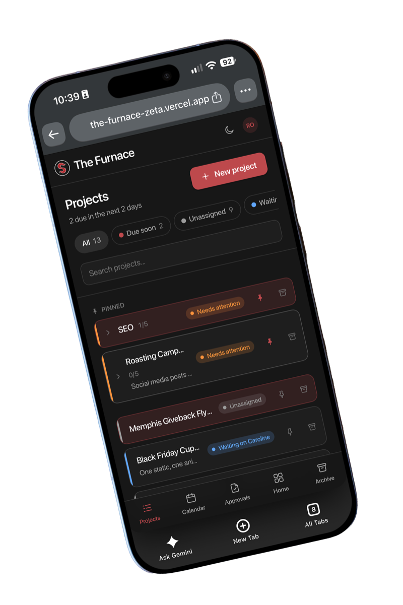 The Furnace on a phone